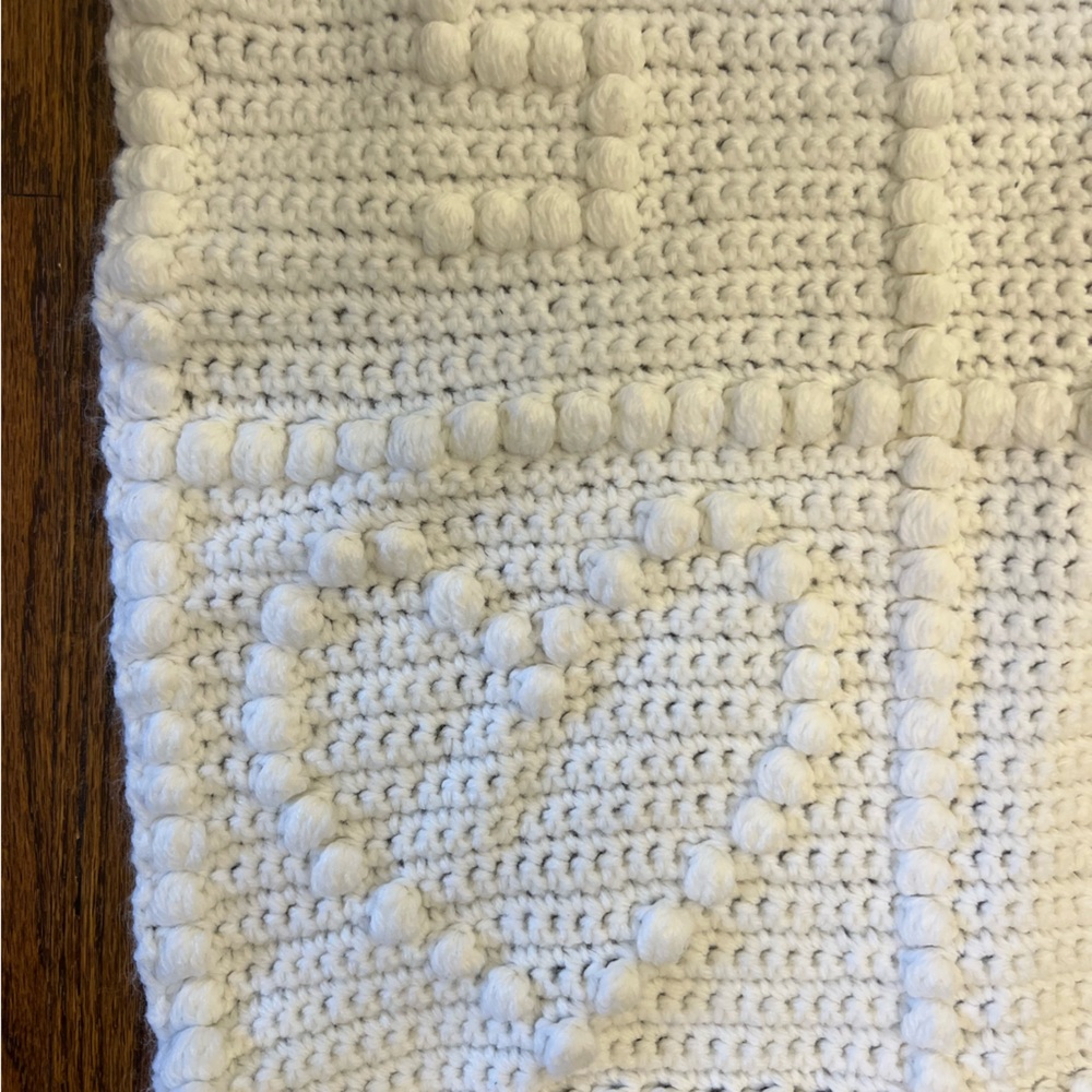 Handmade White Baby Blanket with Alphabet - 3' by 3' - Picture 4 of 5